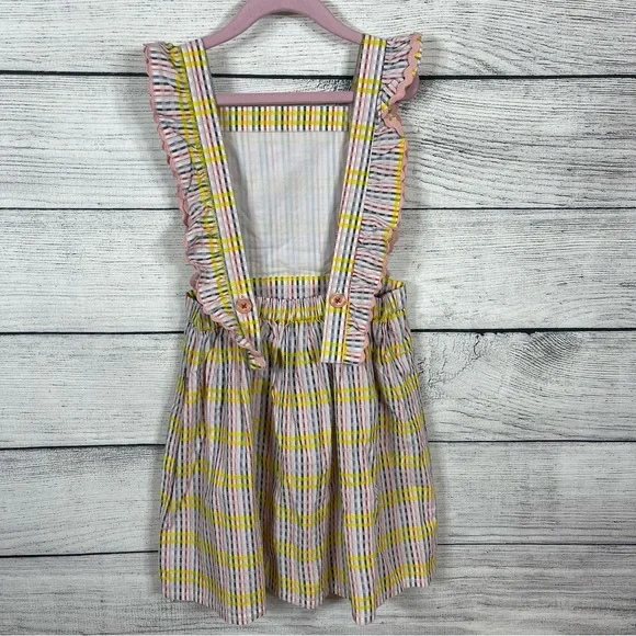 NWT Margherita Girls Multi Check Pinafore Dress with Frill Sz 6